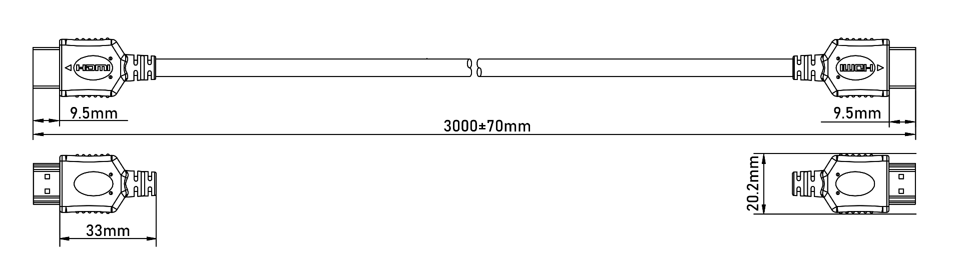 hdmi cable mechanical drawing