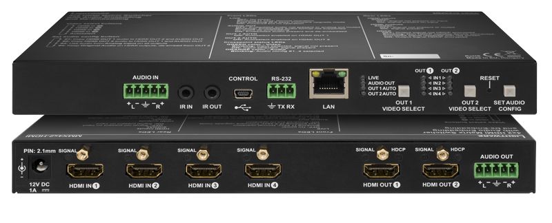 4x2 HDMI Matrix Switcher with Breakaway Analog Audio