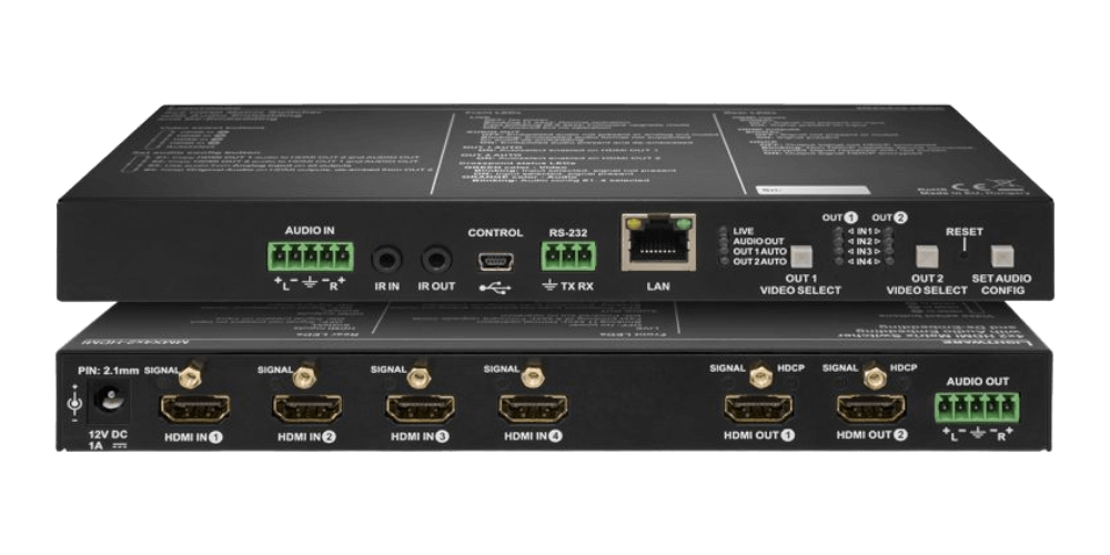 4x2 HDMI Matrix Switcher with Breakaway Analog Audio